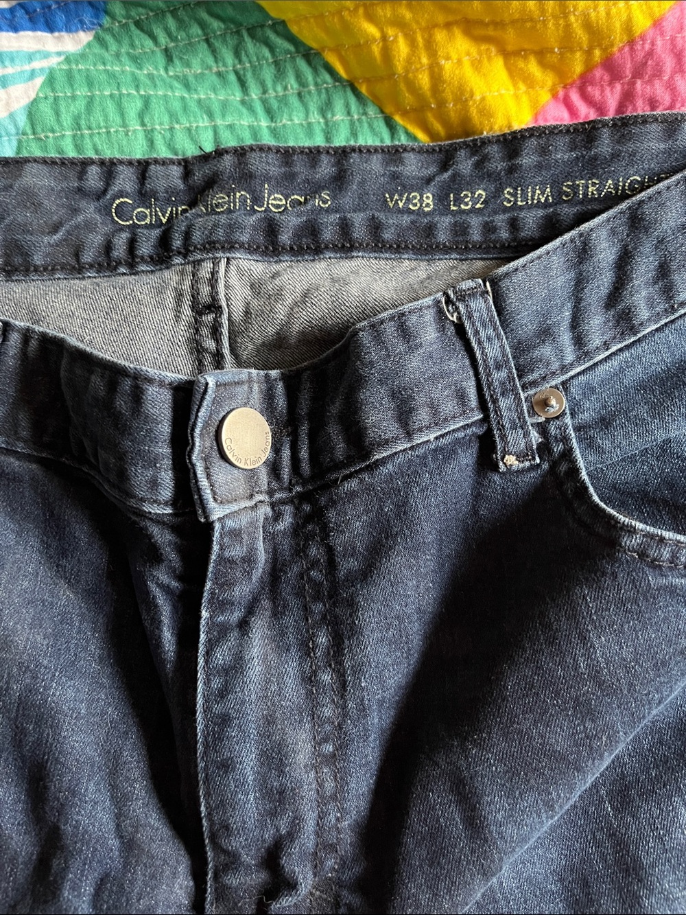 Calvin Klein Jeans Black Dark Wash Slim Straight Jeans